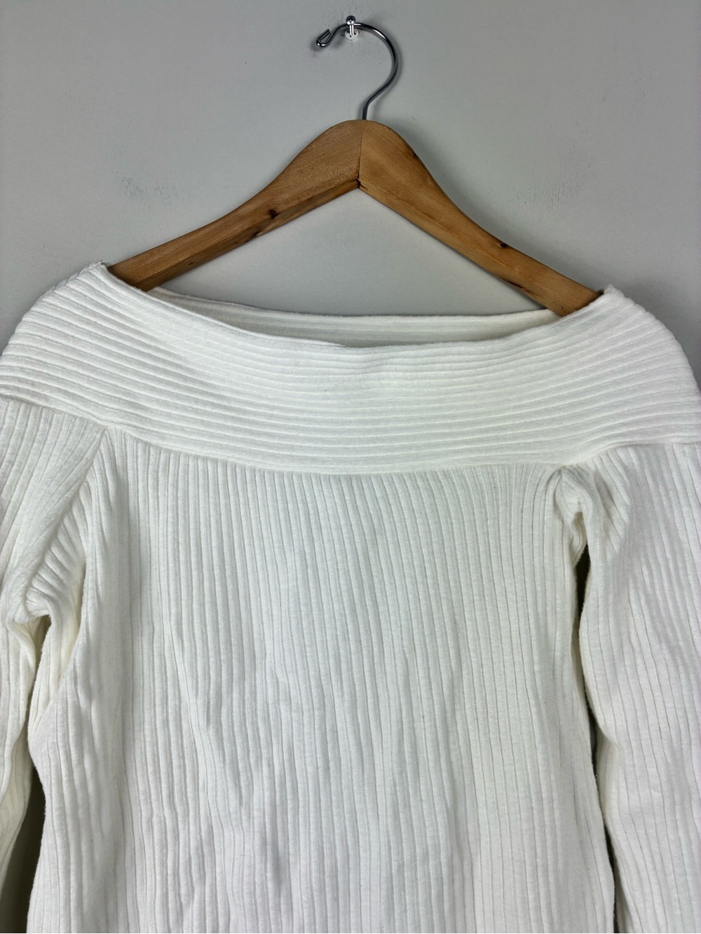 Zara Off-Shoulder Ribbed Sweater Top Ivory Casual NEW M Long Sleeveless Preppy - Picture 2 of 8